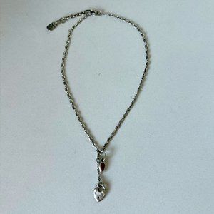 UNO de 50 Sterling Silver Necklace with Red Swarovski Crystal Pendant